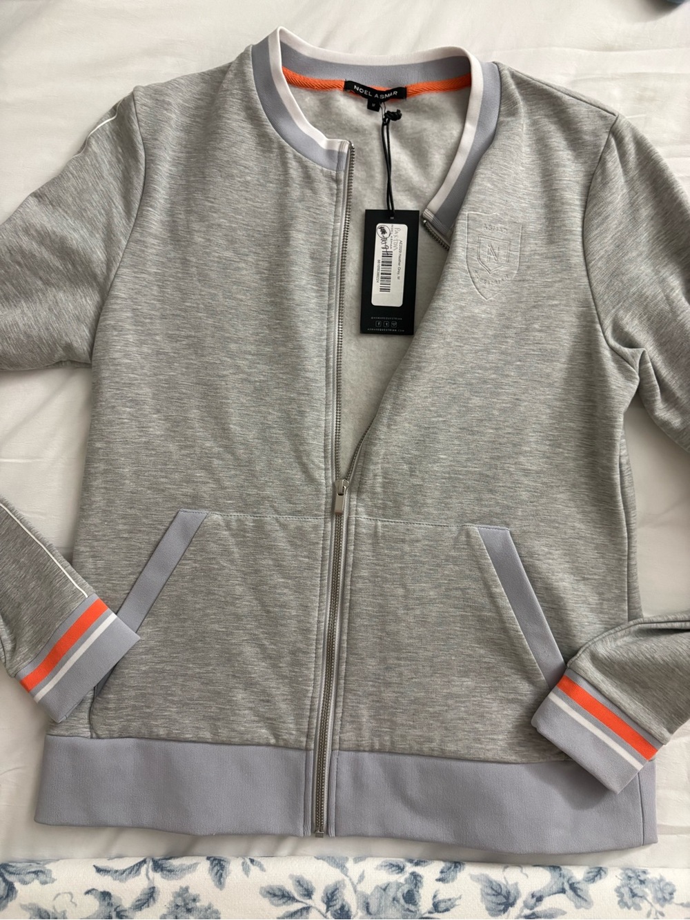 Noel Asmar Heather Gray Zip-Up Jacket with Orange Trim